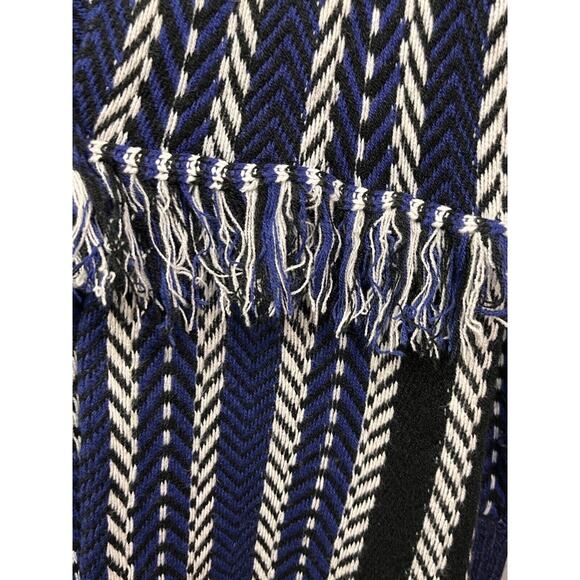 Anna Cai Knit Sweater Womens Small Black Blue Tassel Deep V Pullover Western - Picture 5 of 8